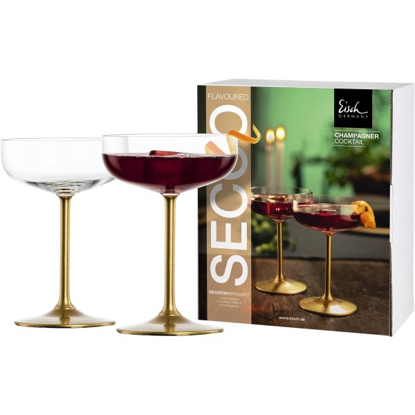 Eisch 2 Champagner/Cocktail Gläser SECCO FLAVOURED 574/8 Gold