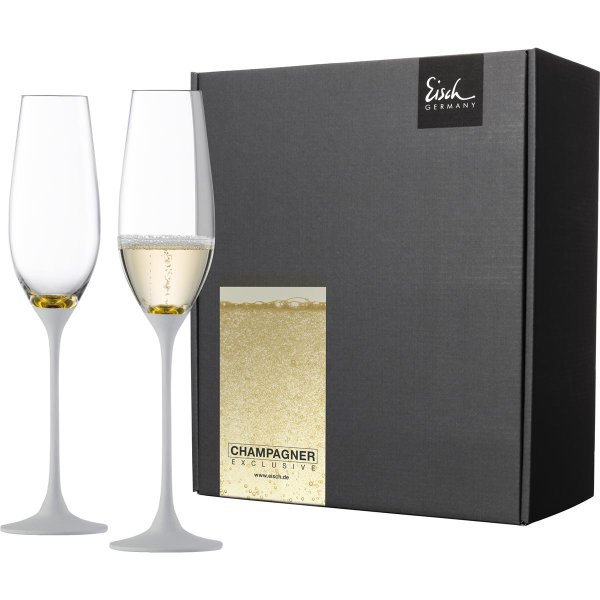 Eisch Geschenk-Set 2 Sektgläser/Champagner-Kelche 500/79 gold/weiß