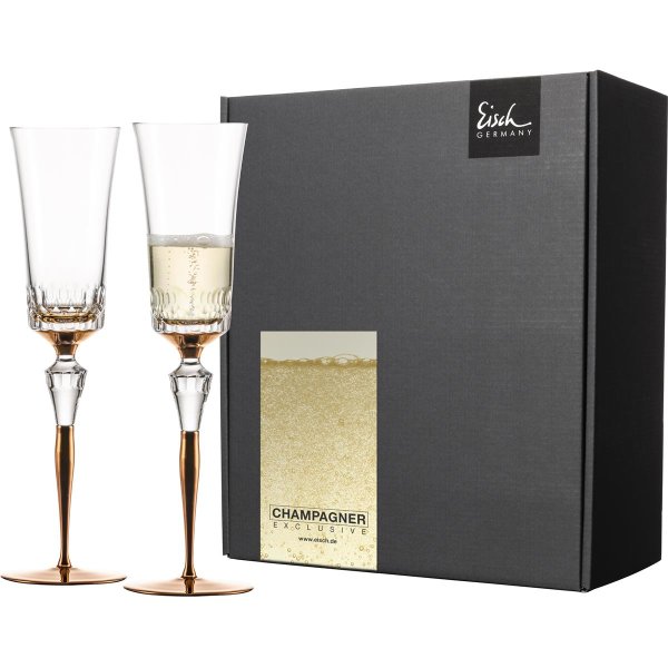 Eisch Geschenk-Set 2 Champagner-Gläser 596/76 Kupfer