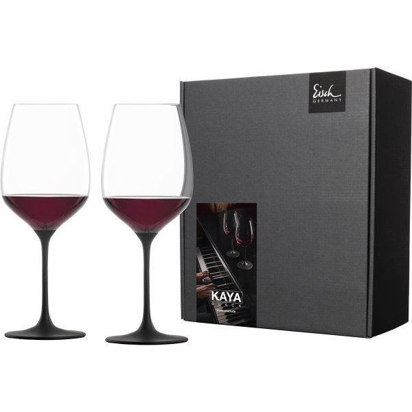 Eisch Geschenk-Set 2 Rotwein-Gläser KAYA schwarz 500/2