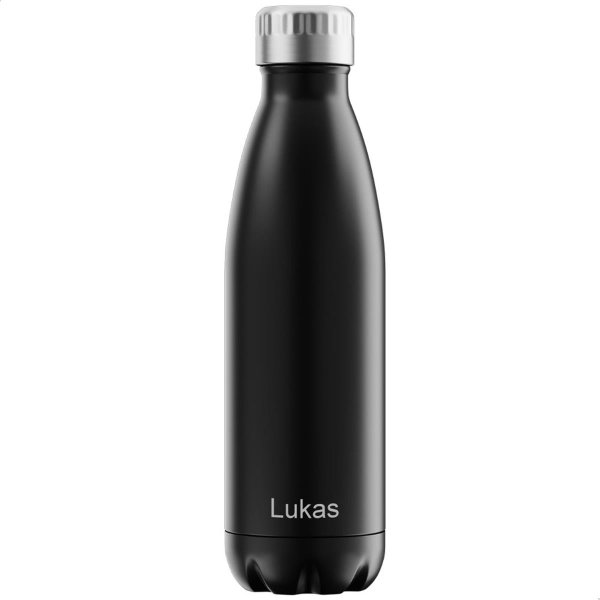 FLSK Isolierflasche 500ml mit Gravur (zB Namen) personalisierte Thermoflasche Black schwarz