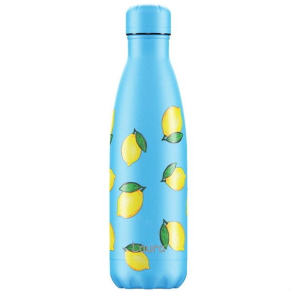 Chillys Isolierflasche 500ml mit Gravur (zB Namen) personalisierte Trinkflasche Lemon Zitronen
