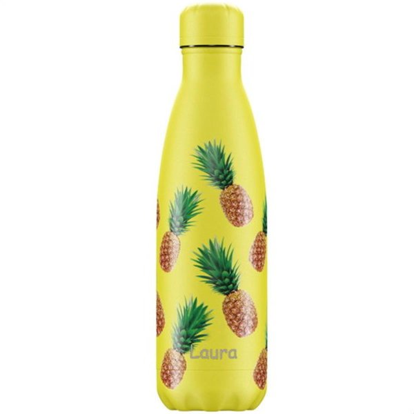 Chillys Isolierflasche 500ml mit Gravur (zB Namen) personalisierte Trinkflasche Pineapple Ananas