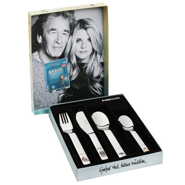 Puresigns Kinderbesteck Anouk 4tlg mit Gravur (zB Namen) personalisiertes Taufgeschenk