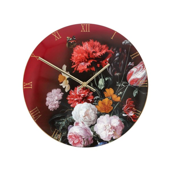 Goebel Wanduhr Jan Davidsz de Heem Blumen in Vase 31cm Ø, Porzellan
