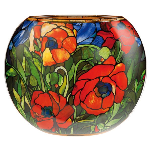 Goebel Tischlampe Louis Comfort Tiffany Orientalische Mohnblume 30cm, Glas