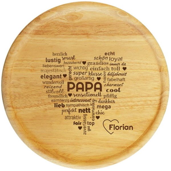 Sterngraf Pizzateller mit Gravur (Namen) personalisierter Holzteller Pizzabrett 32cm Geschenk-Idee Geburtstag Vatertag Väter Herz MotivP21 Papa