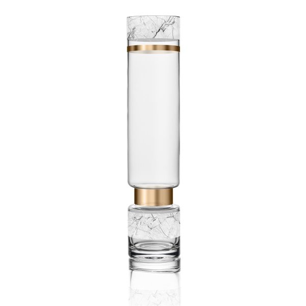 Goebel Vase Mar.go 45cm, Glas Gold-/Marmordekor