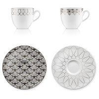 Goebel Set First.Platin Espressotassen, Porzellan Tassen