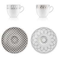 Goebel Set First.Platin Espressotassen, Porzellan Tassen