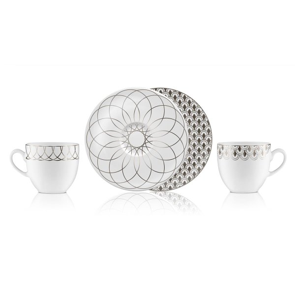Goebel Set First.Platin Kaffeetassen, Porzellan Tassen