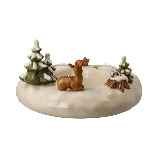 Goebel Adventskranz Winterwald 27cm Ø, Steingut Weihnachts-Deko