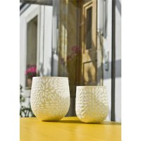 Goebel Vase White Carved 22,5cm, Glas