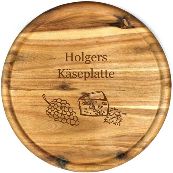 Sterngraf Käse-Platte mit Gravur (Name) personalisierter Holz-Teller Käseteller 32cm Geschenk-Idee Geburtstag Weihnachten Akazienholz MotivS16 Käseplatte