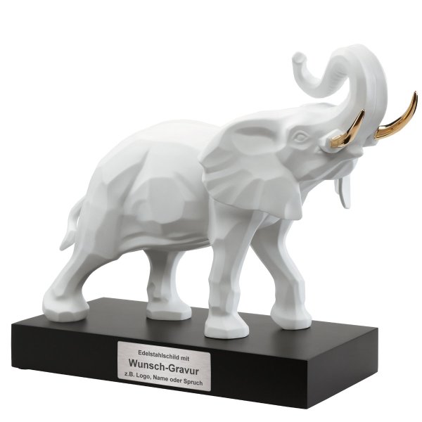 Goebel Deko-Objekt mit Gravur, Studio 8 Elefant 57x43 cm, Biskuitporzellan, personalisiert