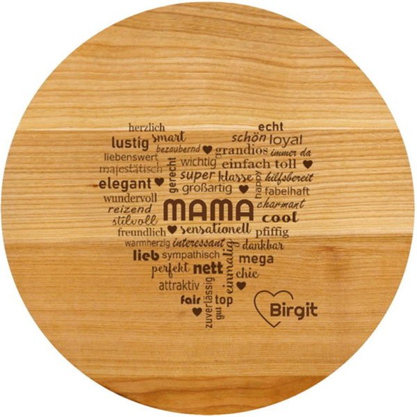 Sterngraf Pizzabrett mit Gravur (Namen) personalisierter Holz Pizzateller 30cm Geschenk-Idee Geburtstag Muttertag Herz MotivP20 Mama