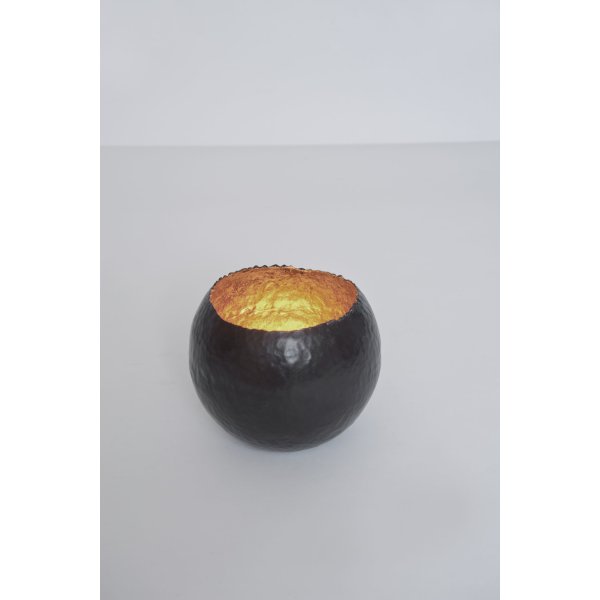 Holländer Windlicht Venato mittel 13cm schwarzbraun/gold