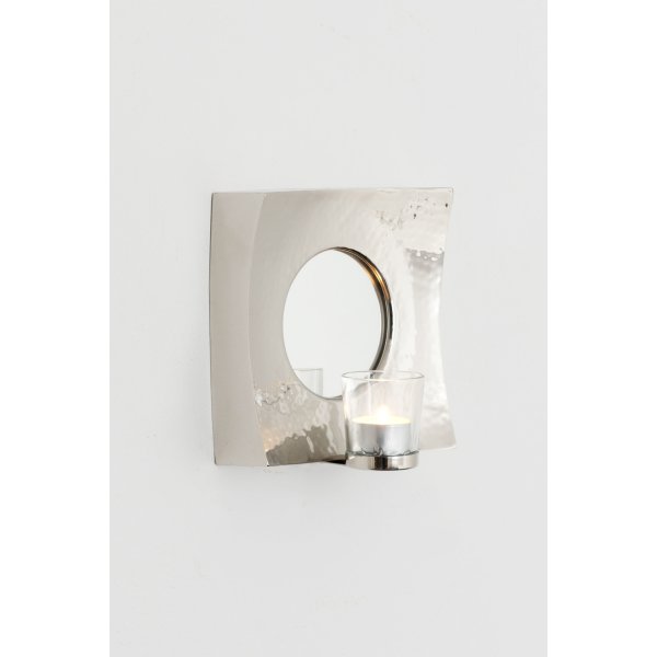 Holländer Spiegel-Windlicht BASILICO 18cm silber