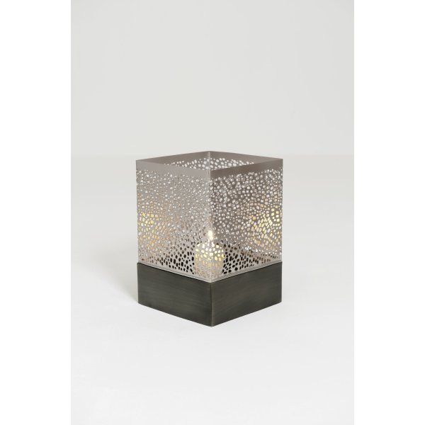 Holländer Windlicht OSTIA mittel 21cm silber-bronzebraun