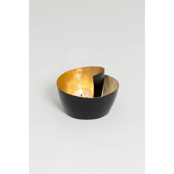 Holländer Windlicht ZUCCHERO 11cm schwarz/gold
