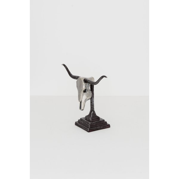 Holländer Dekoobjekt LONGHORN KLEIN Aluminium vernickelt silber-braun-schwarz