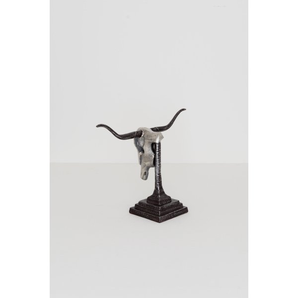 Holländer Dekoobjekt LONGHORN KLEIN Aluminium vernickelt silber-braun-schwarz