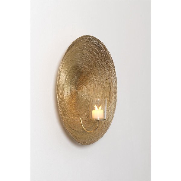 Holländer Wandwindlicht 1-flg. RUOTA Aluminium Drahtgeflecht gold