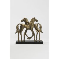 Holl&auml;nder Figur COPPIA DEI CAVALLI Aluminium antikgold
