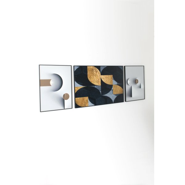 Holländer Bilder Set 3-Tlg. SELVA Bilddruck auf Papier grauweiß-anthrazit-gold-schwar