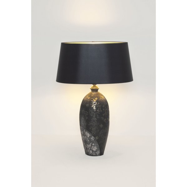 Holländer Tischleuchte 1-flg. MARY OVAL GROSS Keramik schwarz-silber-gold
