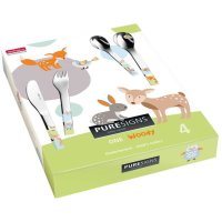 Puresigns Kinderbesteck Waldtiere Woody 4tlg mit Gravur...