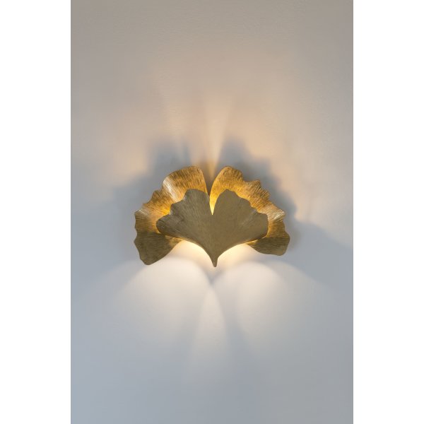 Holländer Wandleuchte 2-flg. GINKGO UNO Eisen gold