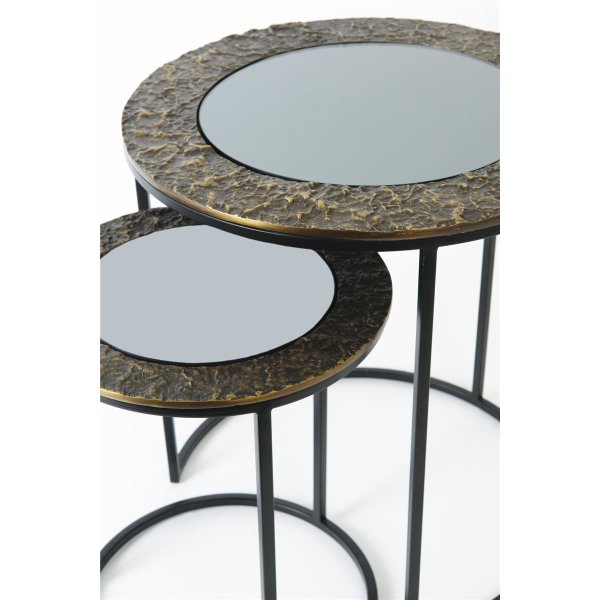 Holländer Beistelltisch-Set 2-tlg. SUPERIORE Aluminium schwarz-gold