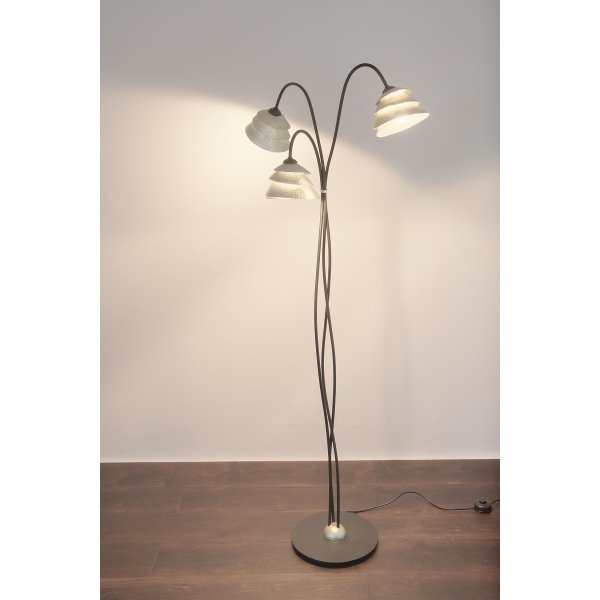 Holländer Stehleuchte 3-flg. SNAIL ONE Eisen schwarz-silber