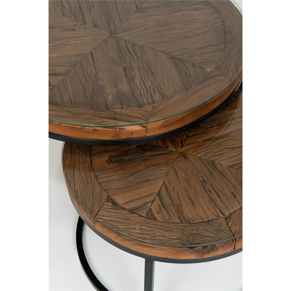 Holländer Couchtisch-Set SALINA Tischplatten aus Altholz (Sleeper Wood) natur