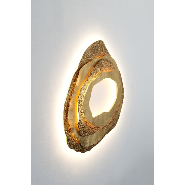 Holländer Wandleuchte CORAL Eisen mit gehämmerter Oberfläche gold-orangegold
