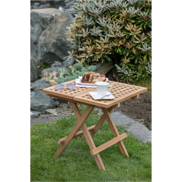 deVries Woodie Beistelltisch 50 x 50 cm, Teakholz Klapptisch
