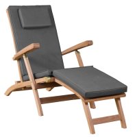 deVries Woodie Deckchair inkl. Kissenauflage uni grey,...