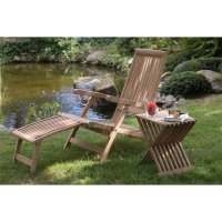 deVries Woodie Deckchair inkl. Kissenauflage uni grey,...