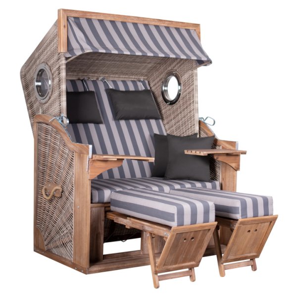 deVries Strandkorb TRENDY PURE Greenline 135XL PE ant. wh. Des. 755