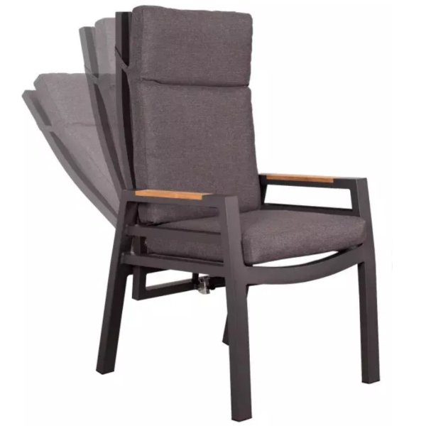 deVries Montana Dining Relaxsessel Aluminium / Textilene mit Teakarmlehne