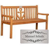 Bank mit Gravur zB Ranken Ornament, Gartenbank Anker...