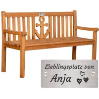 Bank mit Gravur zB 3 Herzen, Gartenbank Anker 150cm,...