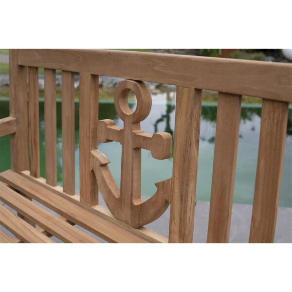 Bank zum Geburtstag mit Gravur zB Ranke Zahl, Gartenbank Anker 150cm, Geschenk mit Edelstahlschild personalisiert