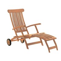 deVries Gartenliege Flores Deckchair mit Rädern Teak