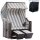 deVries Profi-Strandkorb Ostsee Poel PVC grey Des. 989 Mahagoni + Schutzhaube Premium