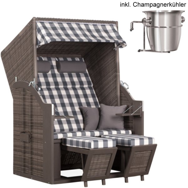 deVries Strandkorb deVries PURE® Standard PE grey Des. 478 + Champagnerkühler