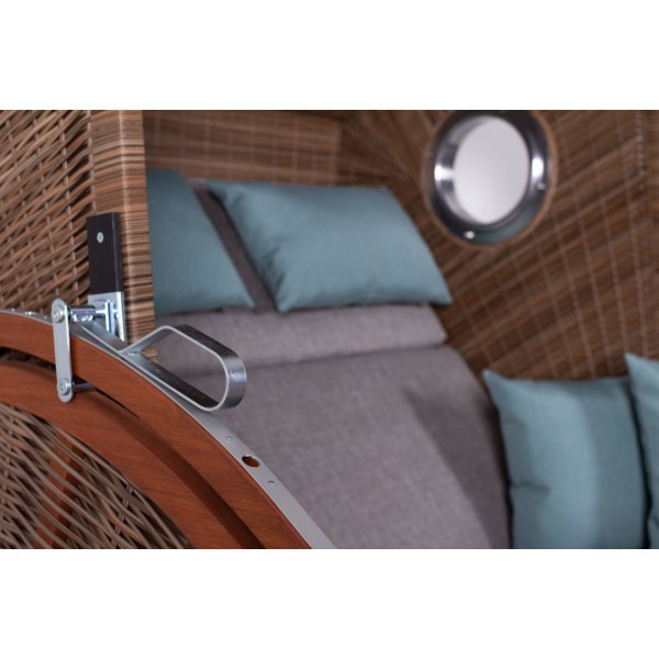 deVries Strandkorb PURE® Seaside XL PE griseum Des. 488 + Schutzhaube Premium
