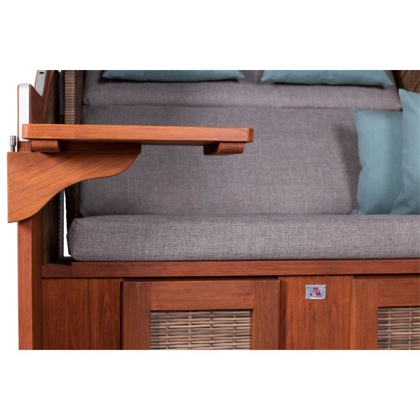 deVries Strandkorb PURE® Seaside XL PE griseum Des. 488 + Schutzhaube Premium