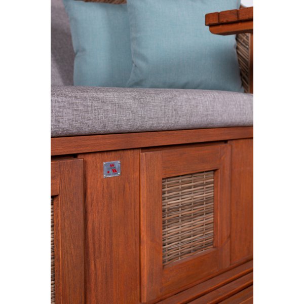 deVries Strandkorb PURE® Seaside XL PE griseum Des. 488 + Schutzhaube Premium